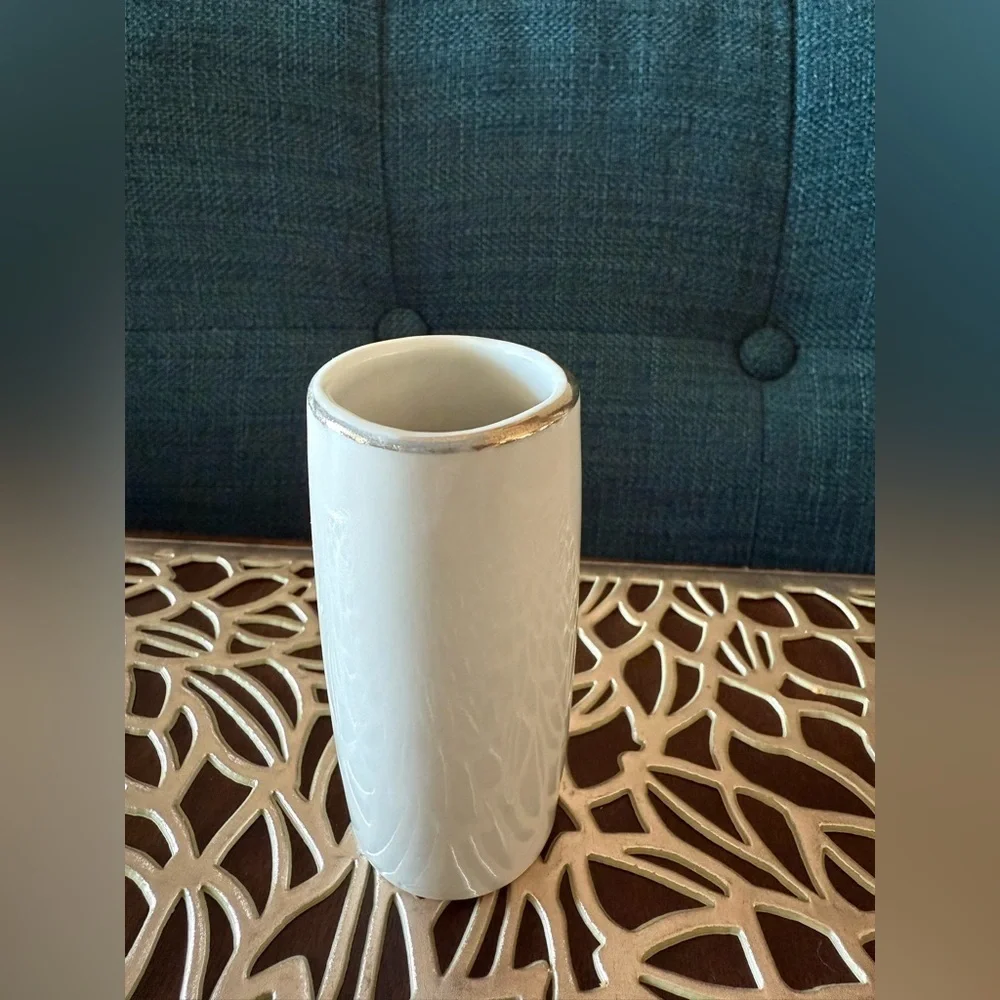 Vintage Japanese Ceramic Miniature Vase with Rickshaw Design